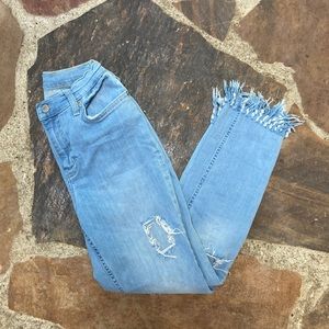 Free People Skinny Jeans with Distressed Hem